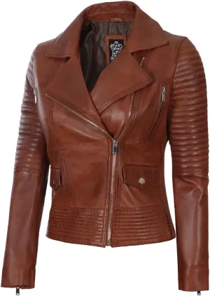 Decrum Asymmetrical Leather Jacket Women - Real Lambskin Leather Jackets for Women
