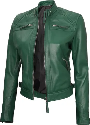 Decrum Real Womens Leather Jacket - Cafe Racer Style Leather Jackets for Women