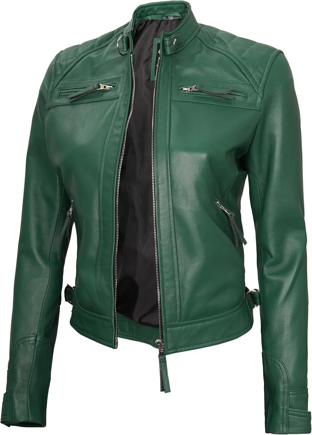 Decrum Real Womens Leather Jacket - Cafe Racer Style Leather Jackets for Women