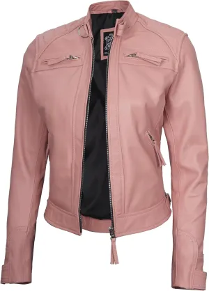 Decrum Real Womens Leather Jacket - Cafe Racer Style Leather Jackets for Women