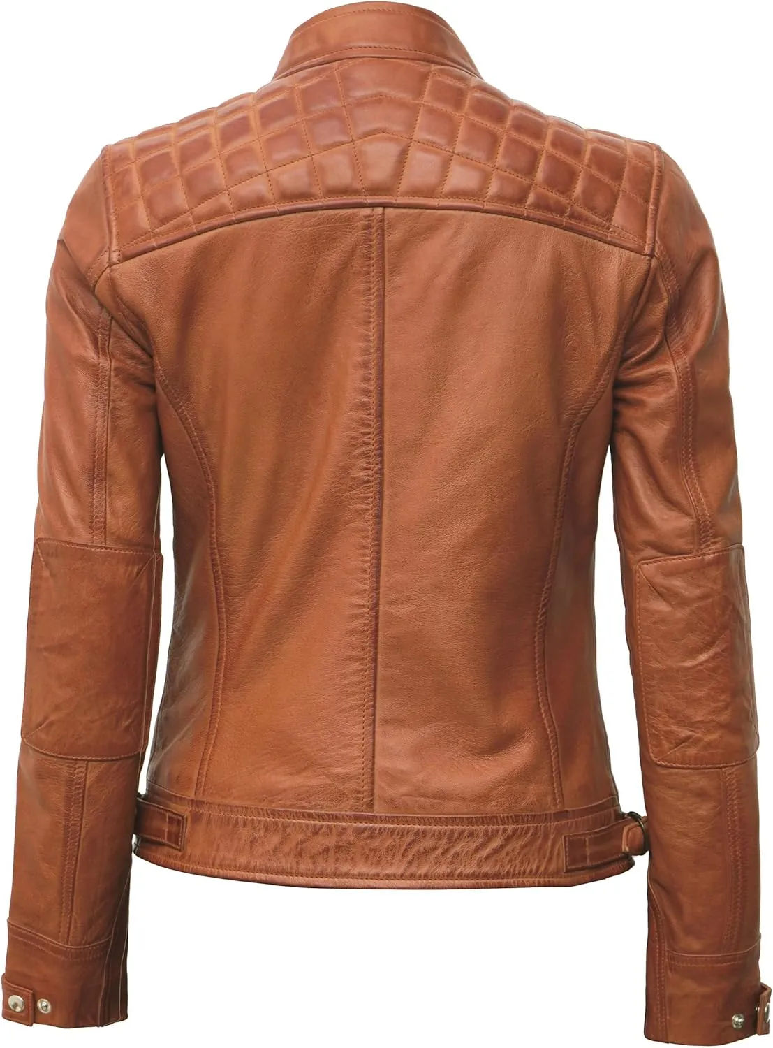 Decrum Real Womens Leather Jacket - Cafe Racer Style Leather Jackets for Women