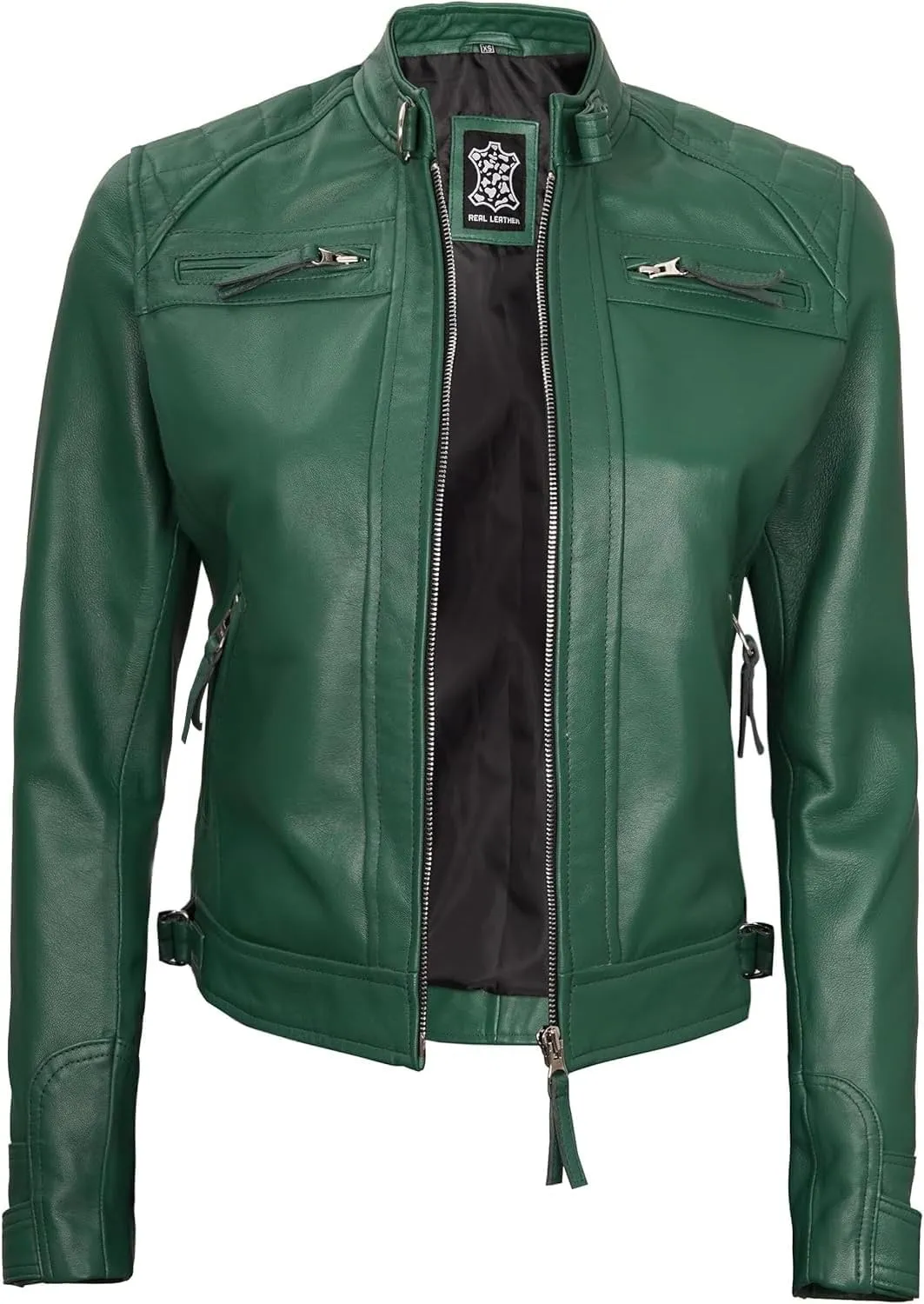 Decrum Real Womens Leather Jacket - Cafe Racer Style Leather Jackets for Women