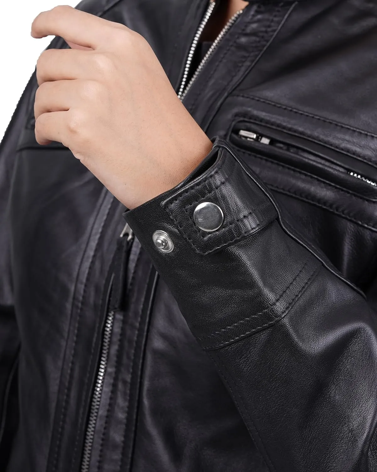 Decrum Real Womens Leather Jacket - Cafe Racer Style Leather Jackets for Women