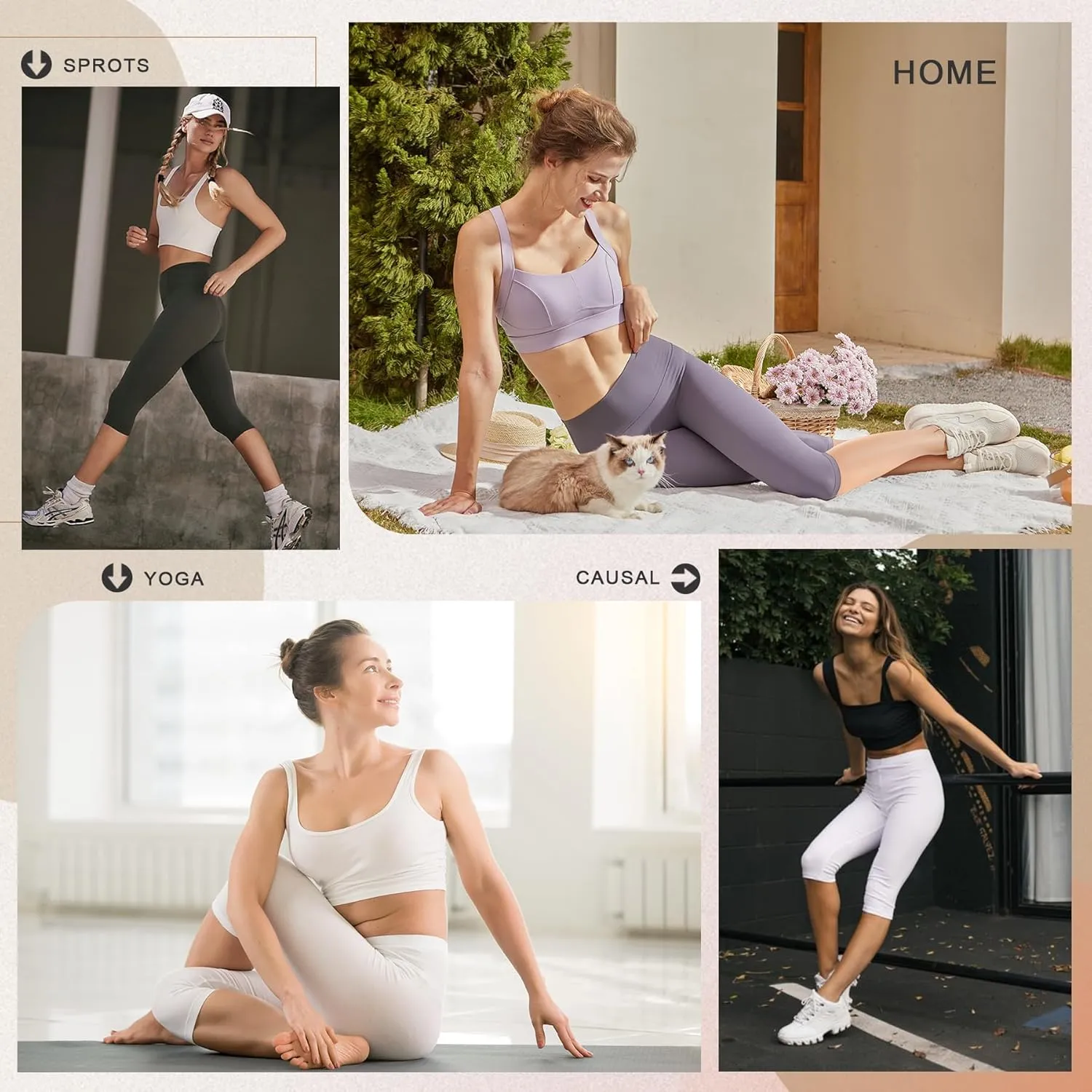DHSO Women's Knee Length Capri Leggings  High Waisted Capri Pants Workout Yoga Running Summer Biker Shorts