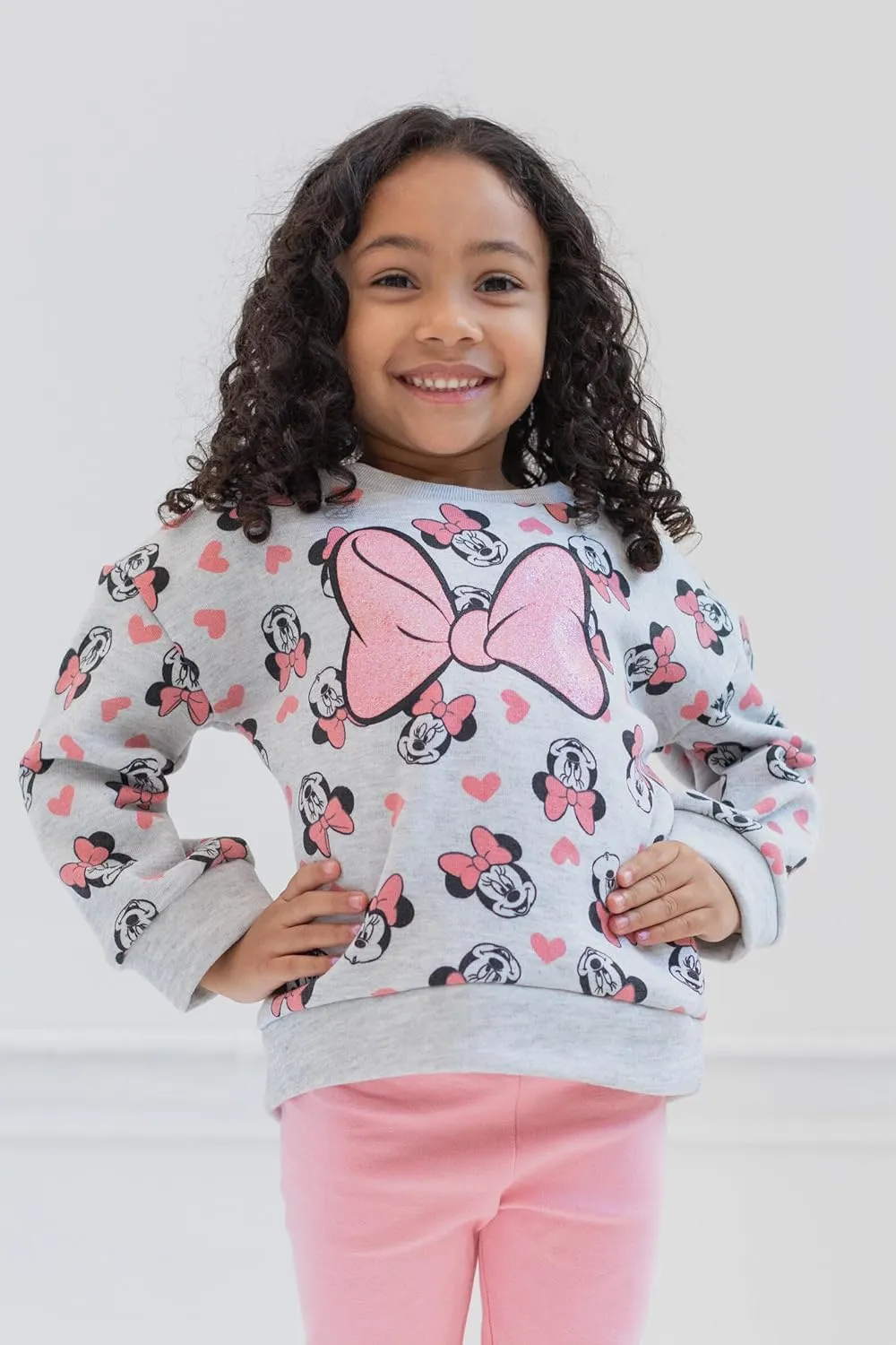 Disney Minnie Mouse Fleece Sweatshirt and Leggings Outfit Set Infant to Big Kid Sizes (12 Months - 14-16)