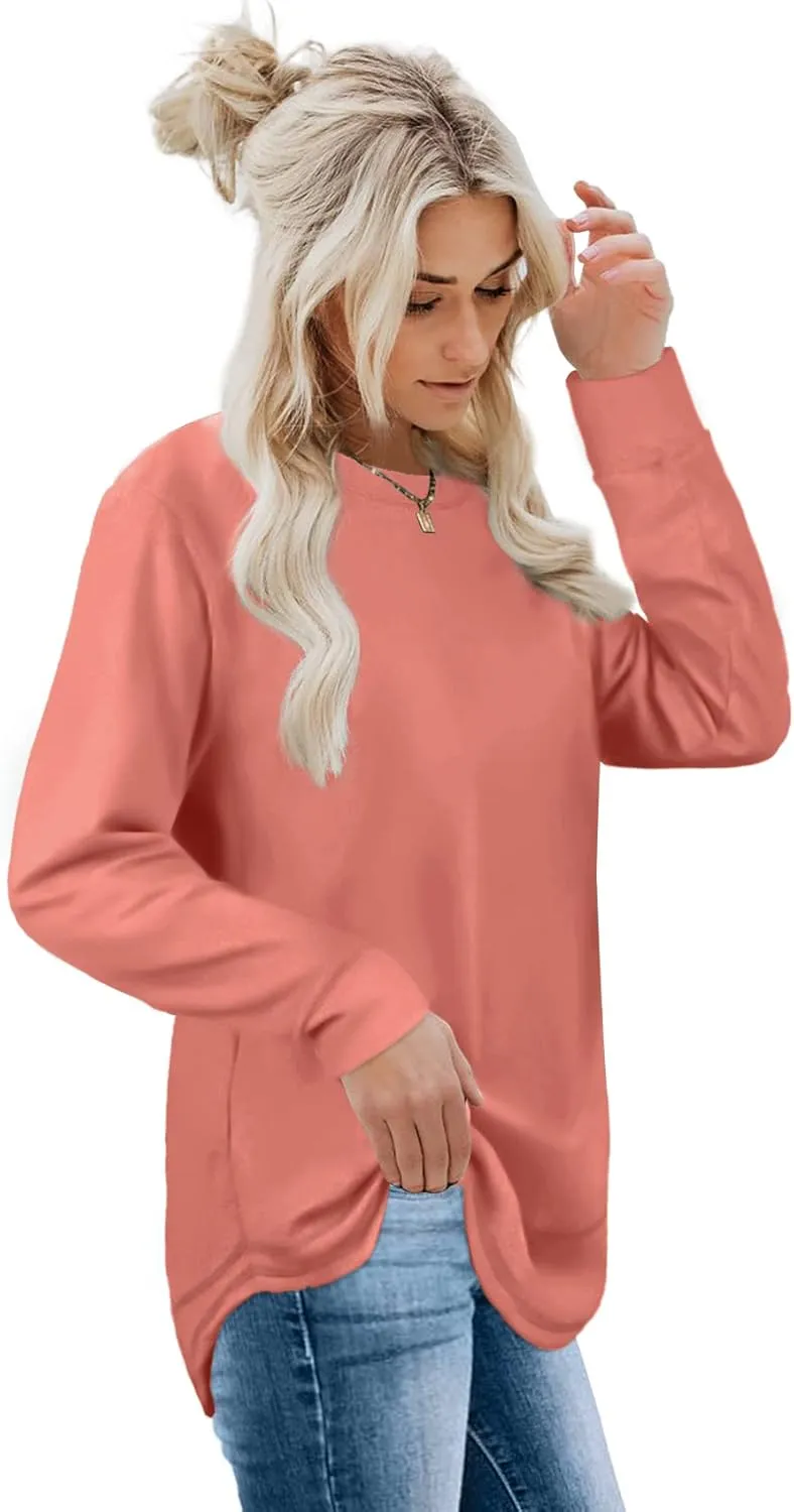 Dofaoo Sweatshirts for Women Crewneck Long Sleeve Shirts Tunic Tops for Leggings Fall Fashion