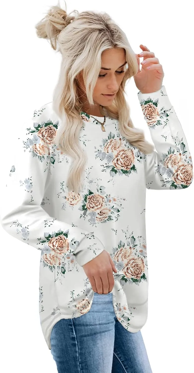 Dofaoo Sweatshirts for Women Crewneck Long Sleeve Shirts Tunic Tops for Leggings Fall Fashion