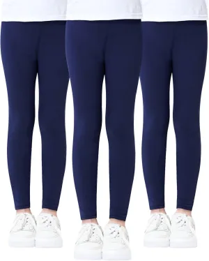 Domee Girls Cotton Leggings Full Length Solid Pants Pack of 3