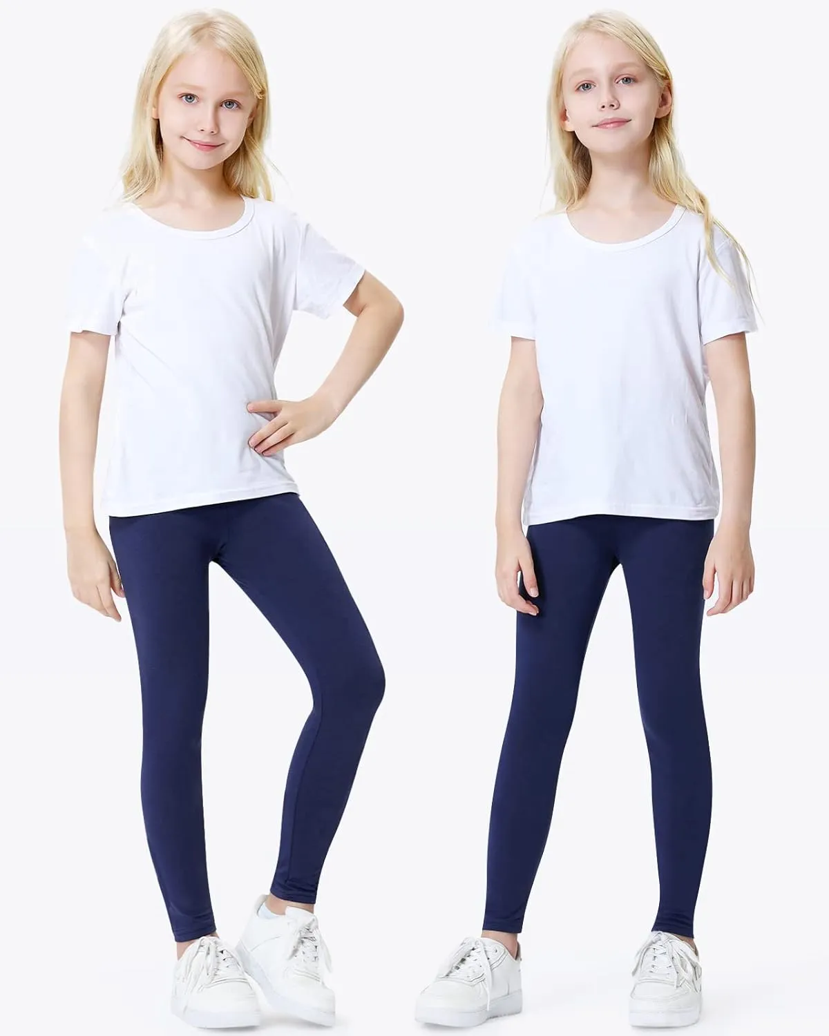 Domee Girls Cotton Leggings Full Length Solid Pants Pack of 3