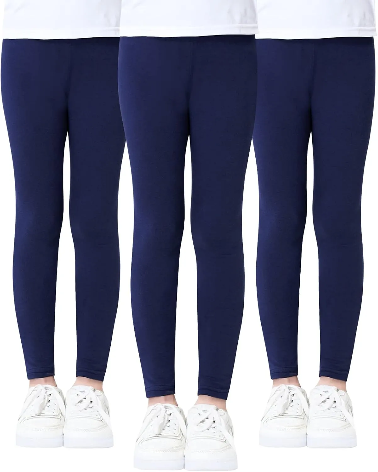 Domee Girls Cotton Leggings Full Length Solid Pants Pack of 3