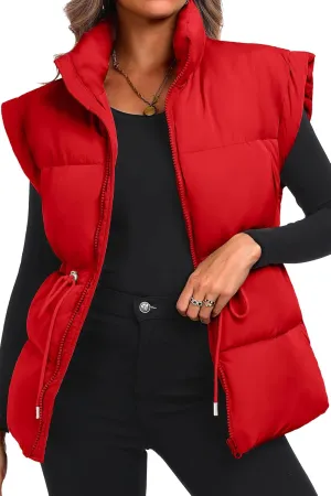 ELLEVEN Womens Oversized Puffer Vest Stand Collar Quilted Zip Up Padded Gilet Puffy Sleeveless Coats with Pockets