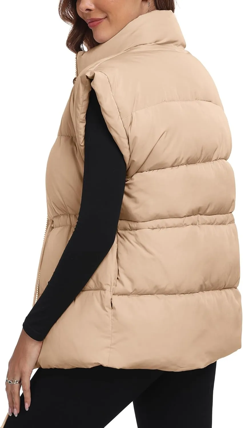 ELLEVEN Womens Oversized Puffer Vest Stand Collar Quilted Zip Up Padded Gilet Puffy Sleeveless Coats with Pockets