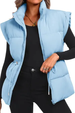 ELLEVEN Womens Oversized Puffer Vest Stand Collar Quilted Zip Up Padded Gilet Puffy Sleeveless Coats with Pockets