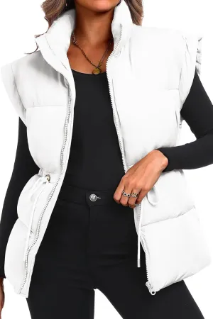 ELLEVEN Womens Oversized Puffer Vest Stand Collar Quilted Zip Up Padded Gilet Puffy Sleeveless Coats with Pockets