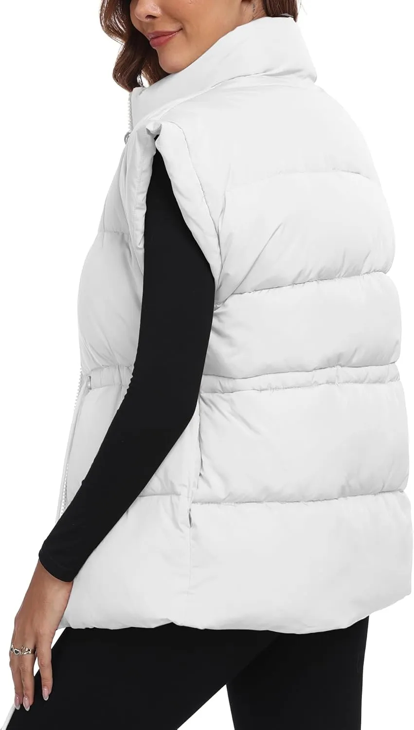 ELLEVEN Womens Oversized Puffer Vest Stand Collar Quilted Zip Up Padded Gilet Puffy Sleeveless Coats with Pockets