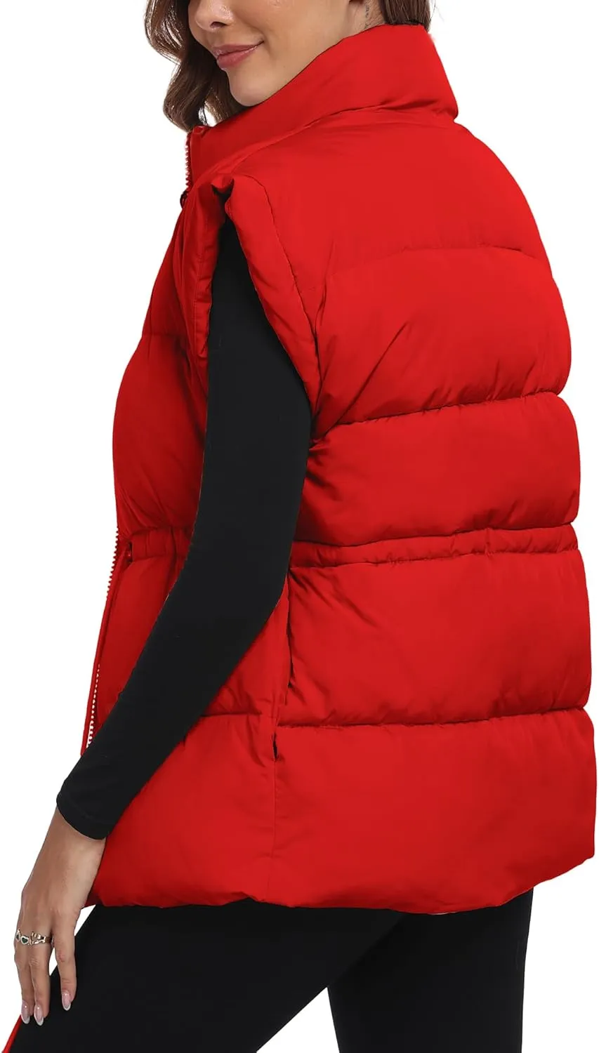 ELLEVEN Womens Oversized Puffer Vest Stand Collar Quilted Zip Up Padded Gilet Puffy Sleeveless Coats with Pockets