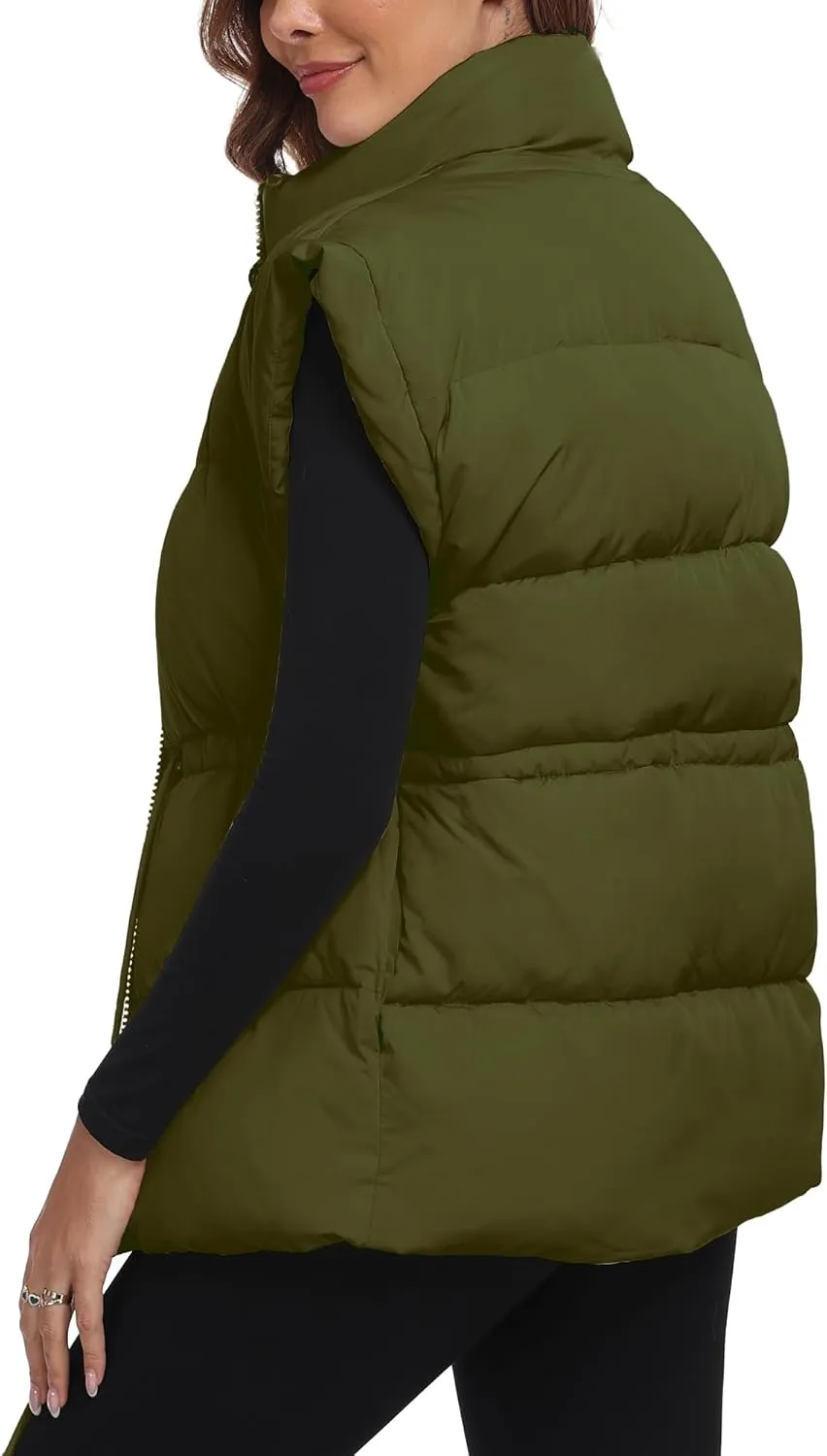 ELLEVEN Womens Oversized Puffer Vest Stand Collar Quilted Zip Up Padded Gilet Puffy Sleeveless Coats with Pockets
