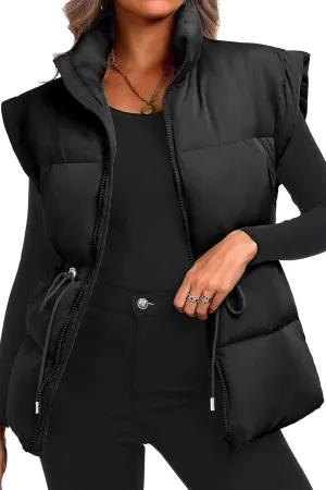 ELLEVEN Womens Oversized Puffer Vest Stand Collar Quilted Zip Up Padded Gilet Puffy Sleeveless Coats with Pockets