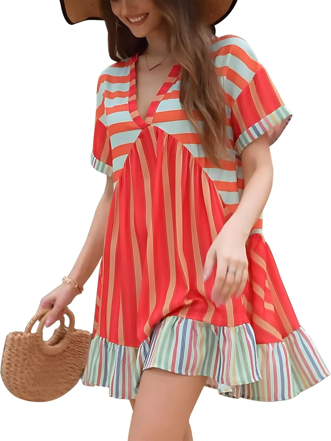 ETCYY NEW Summer Dresses for Women Oversized Short Sundresses Boho Beach Cover Up Dress