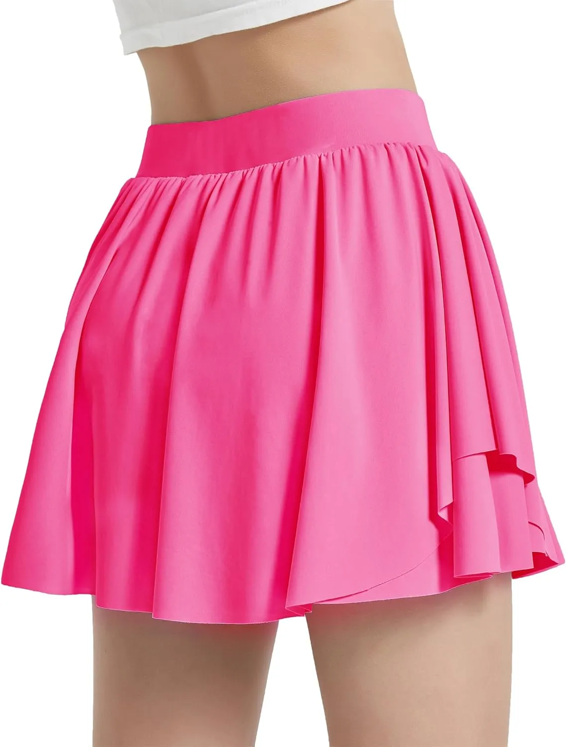 EXARUS Girls Tennis Skirts with Pockets Kids Athletic Skorts Golf Cheer Mini Tiered Skirt High Waisted Shorts 6-14Y