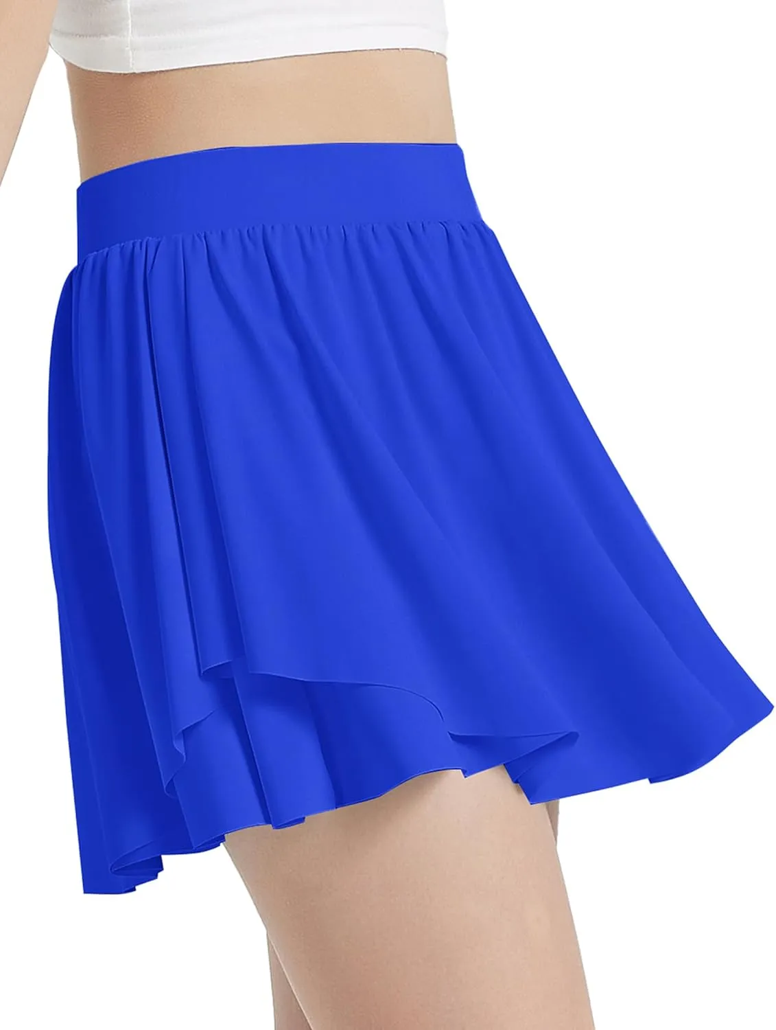 EXARUS Girls Tennis Skirts with Pockets Kids Athletic Skorts Golf Cheer Mini Tiered Skirt High Waisted Shorts 6-14Y