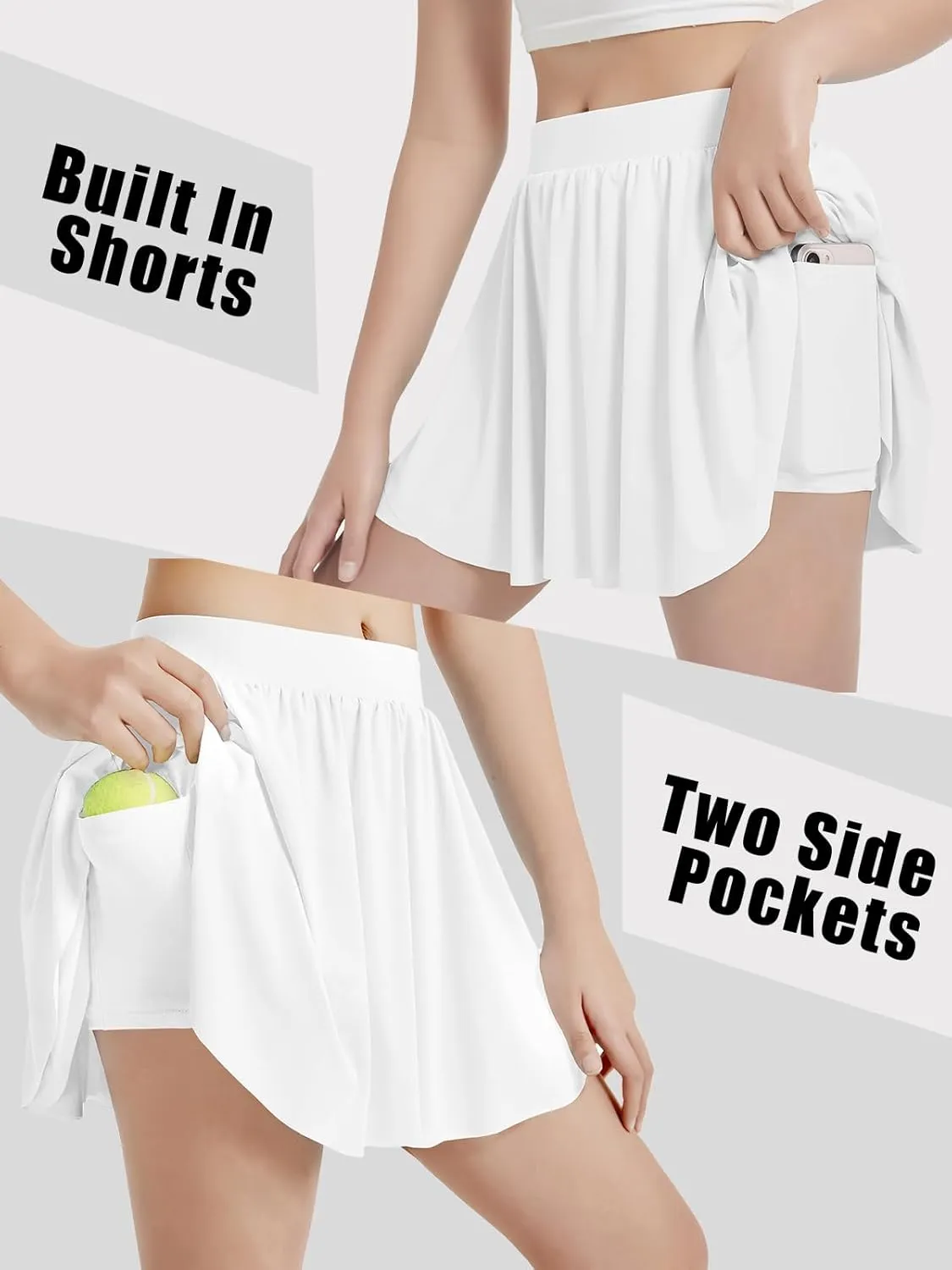 EXARUS Girls Tennis Skirts with Pockets Kids Athletic Skorts Golf Cheer Mini Tiered Skirt High Waisted Shorts 6-14Y