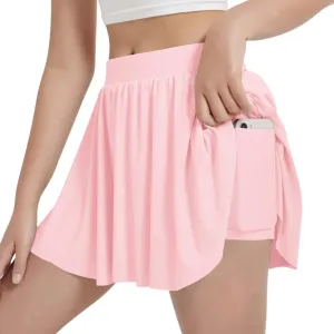 EXARUS Girls Tennis Skirts with Pockets Kids Athletic Skorts Golf Cheer Mini Tiered Skirt High Waisted Shorts 6-14Y