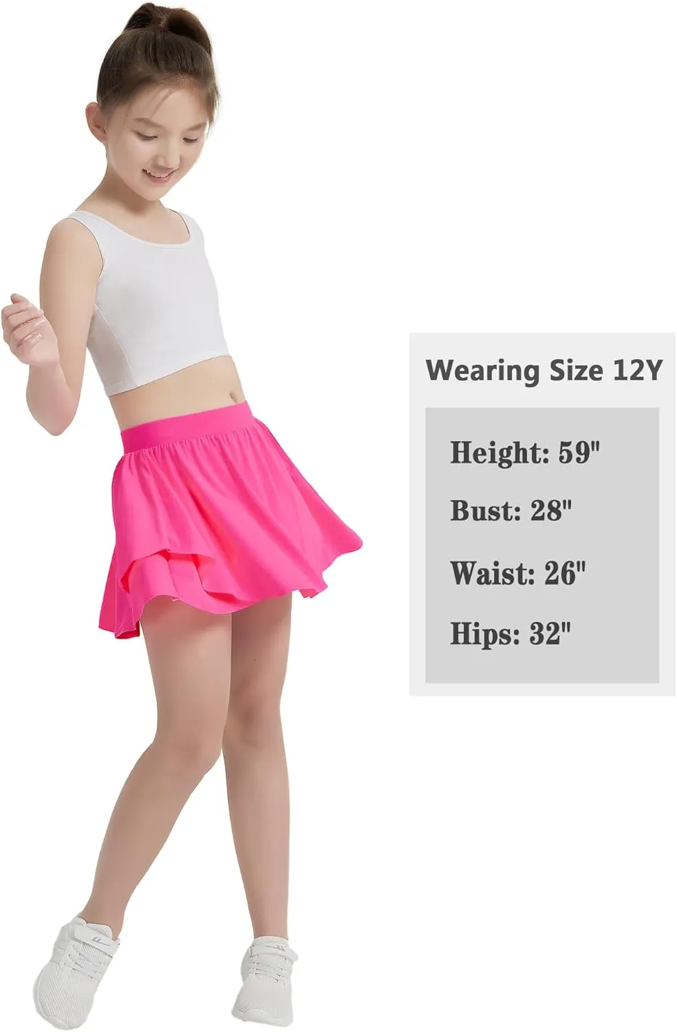 EXARUS Girls Tennis Skirts with Pockets Kids Athletic Skorts Golf Cheer Mini Tiered Skirt High Waisted Shorts 6-14Y