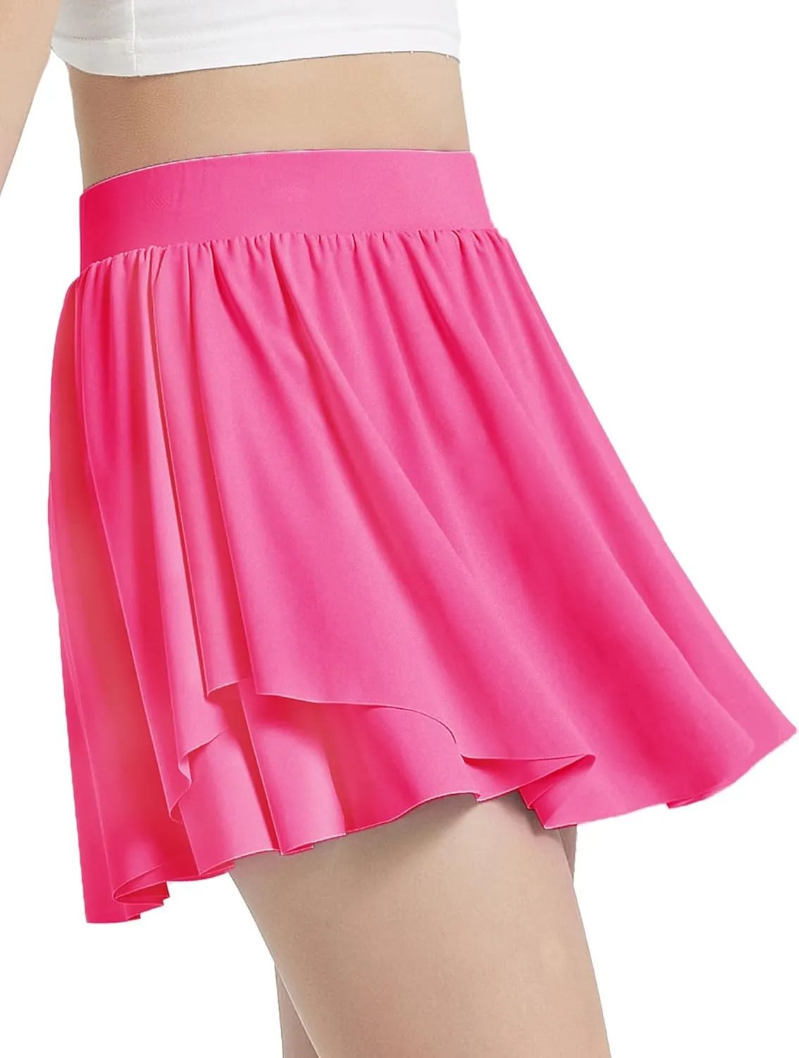EXARUS Girls Tennis Skirts with Pockets Kids Athletic Skorts Golf Cheer Mini Tiered Skirt High Waisted Shorts 6-14Y