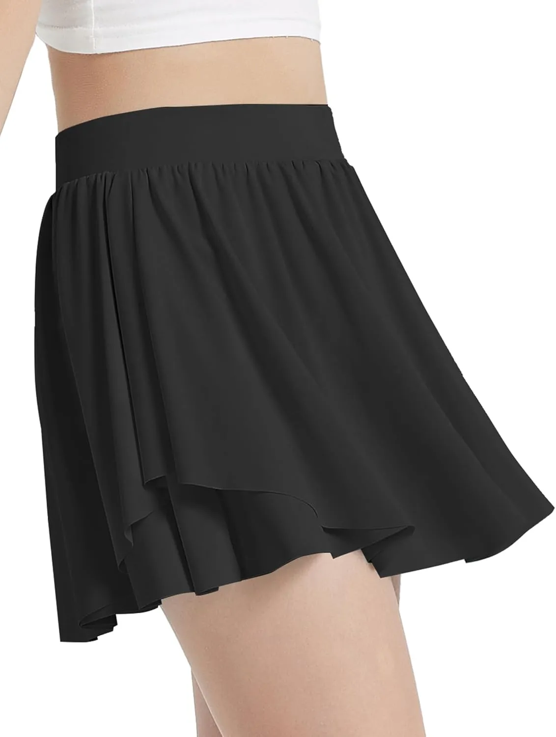 EXARUS Girls Tennis Skirts with Pockets Kids Athletic Skorts Golf Cheer Mini Tiered Skirt High Waisted Shorts 6-14Y