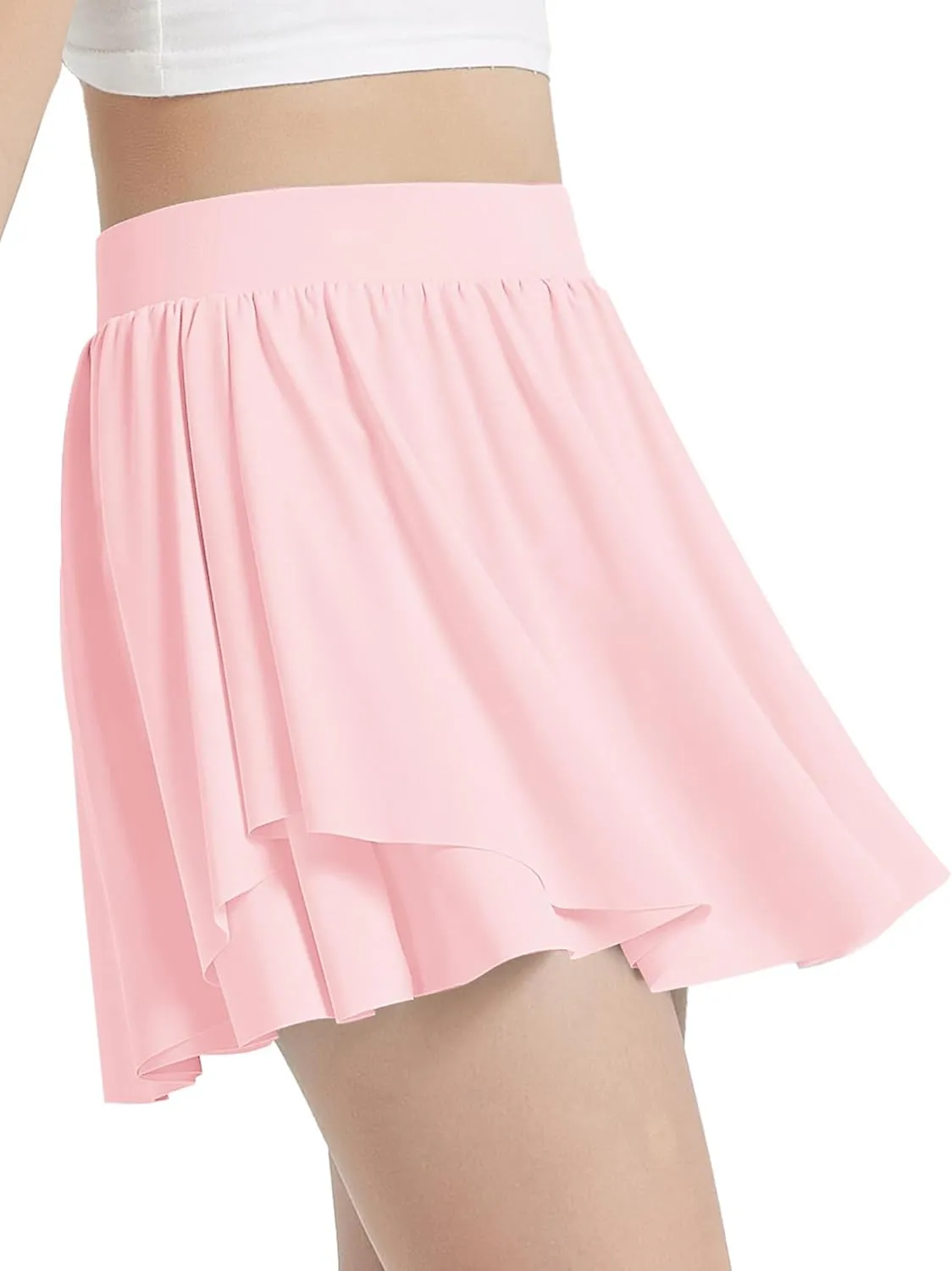 EXARUS Girls Tennis Skirts with Pockets Kids Athletic Skorts Golf Cheer Mini Tiered Skirt High Waisted Shorts 6-14Y