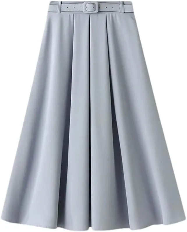 Fashion High Waist A-Line Office Lady Skirt Women Elegant Midi Long Skirts