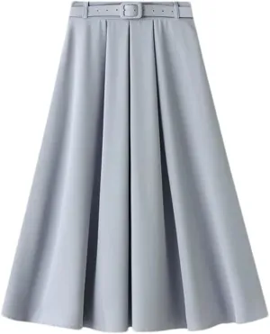 Fashion High Waist A-Line Office Lady Skirt Women Elegant Midi Long Skirts