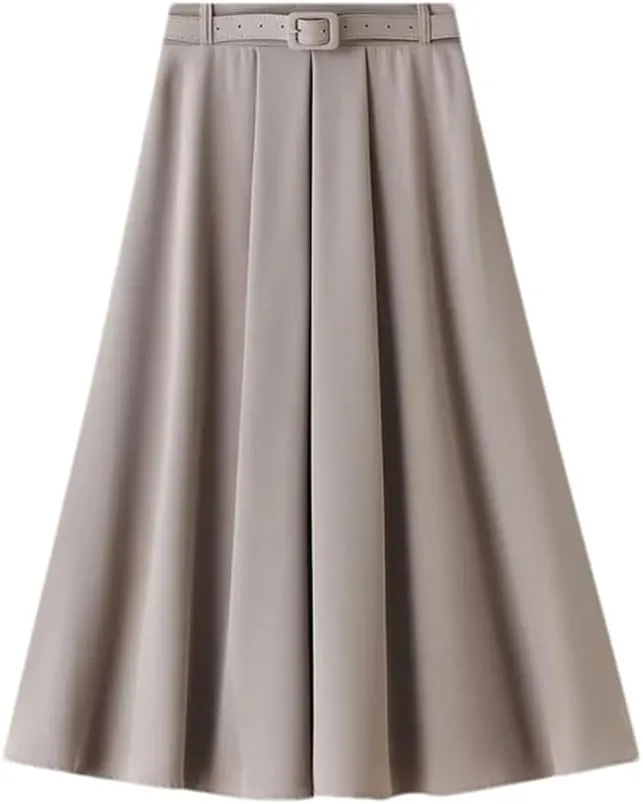 Fashion High Waist A-Line Office Lady Skirt Women Elegant Midi Long Skirts