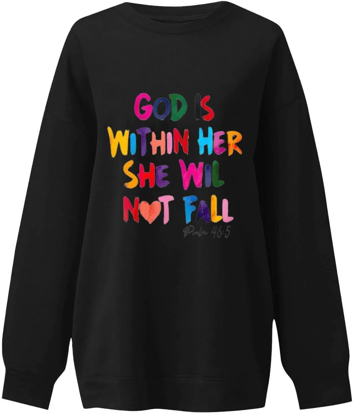 Fashion Sweatshirts for Women Long Sleeve Crew Neck Pullover Oversized Colorful Alphabet Graphic Loose Fit Tops