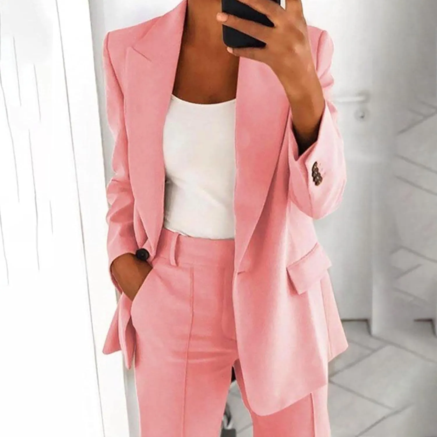 Firzero Blazers for Women Business Casual 2024 Plus Size Coats Dressy Loose Button Down Cardigan Work Suit Jacket with Pocket