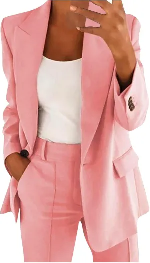 Firzero Blazers for Women Business Casual 2024 Plus Size Coats Dressy Loose Button Down Cardigan Work Suit Jacket with Pocket
