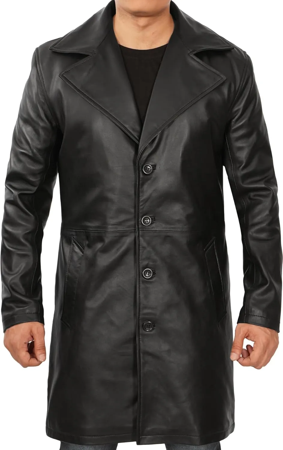 fjackets Leather Car Coats For Men   Length Real Lambskin Mens Fashion Brown & Black Leather Jacket Men