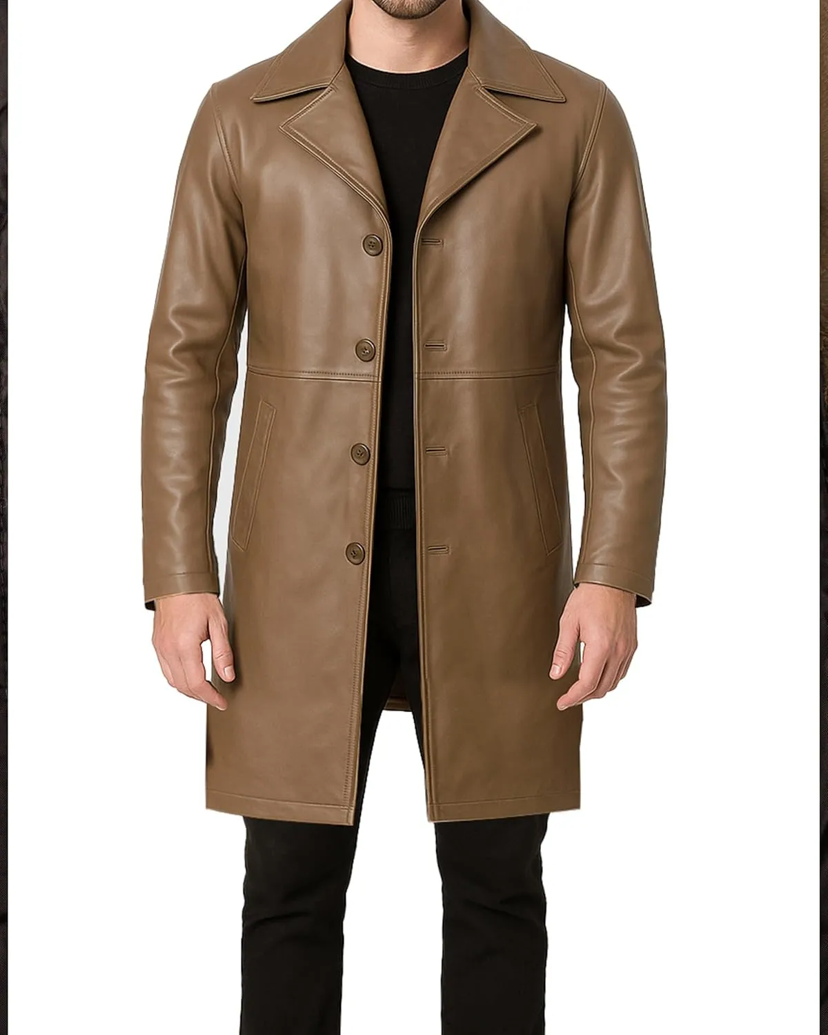 fjackets Leather Car Coats For Men   Length Real Lambskin Mens Fashion Brown & Black Leather Jacket Men