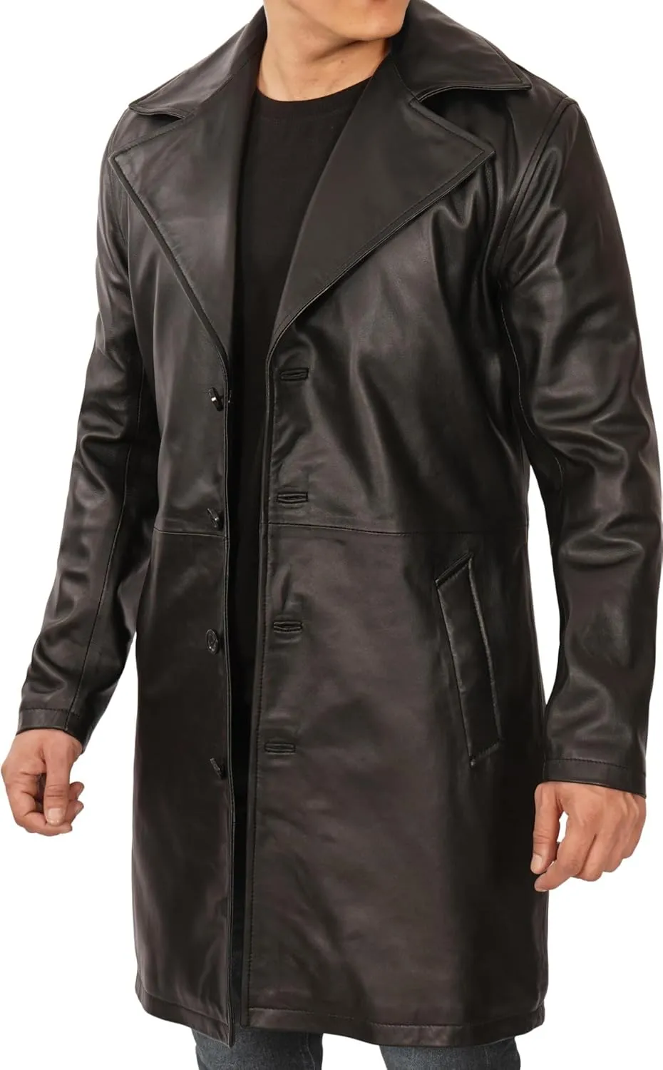 fjackets Leather Car Coats For Men   Length Real Lambskin Mens Fashion Brown & Black Leather Jacket Men