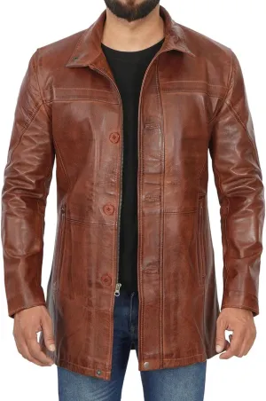 fjackets Leather Car Coats For Men   Length Real Lambskin Mens Fashion Brown & Black Leather Jacket Men