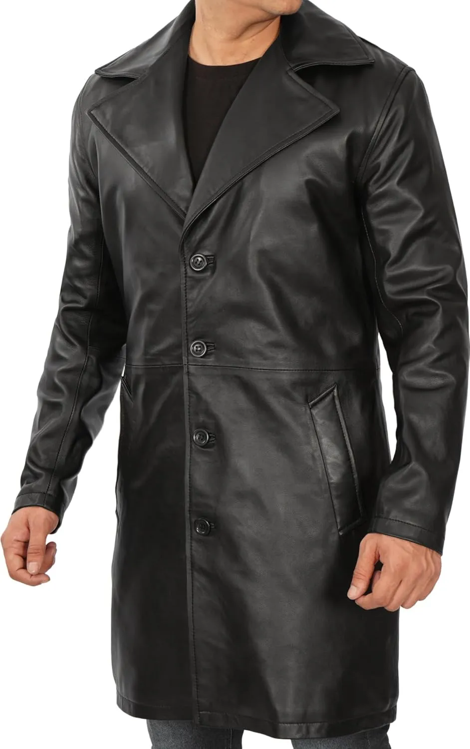 fjackets Leather Car Coats For Men   Length Real Lambskin Mens Fashion Brown & Black Leather Jacket Men