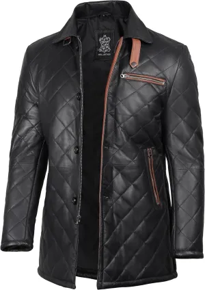 fjackets Leather Car Coats For Men   Length Real Lambskin Mens Fashion Brown & Black Leather Jacket Men