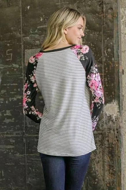Floral & Striped Top