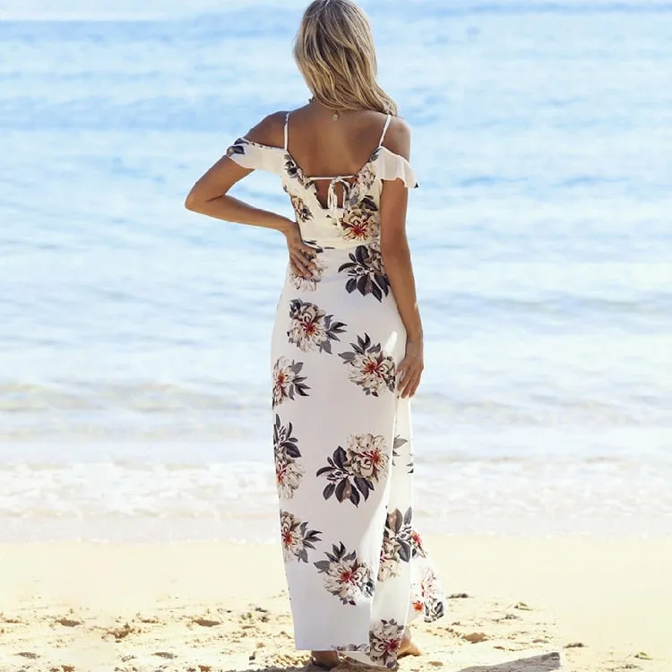 Floral Print Ruffles Long Dress