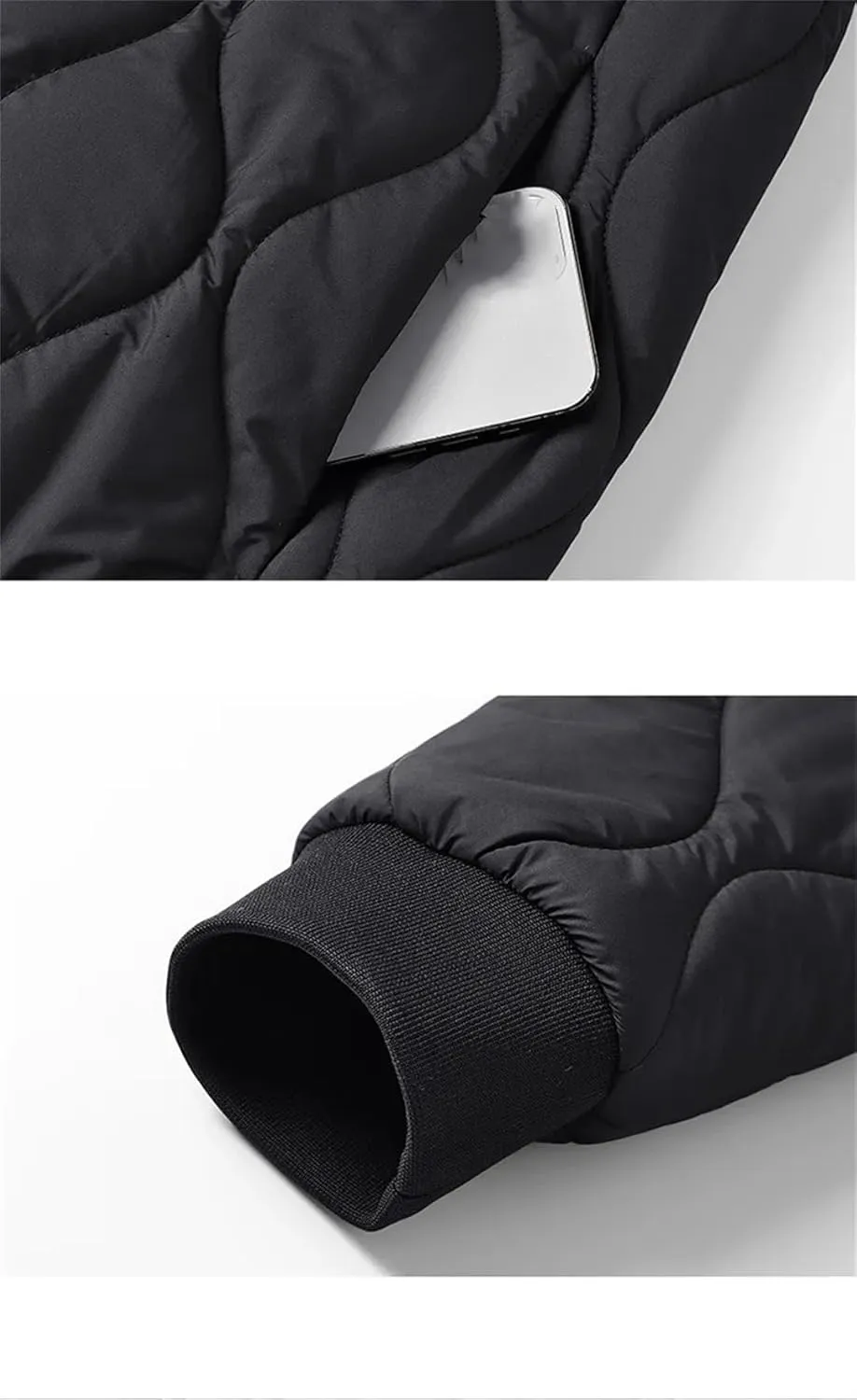 Fnfmrfmr Men Solid Stand Collar Jacket Parka Warm Loose Casual Puffer Cotton Padded Jackets Coat