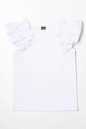 Frill Sleeve Top White