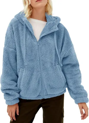 GAMISOTE Womens Fuzzy Sherpa Fleece Jacket Zip Up Oversized Winter Warm Sweatshirt Hoodies 2024