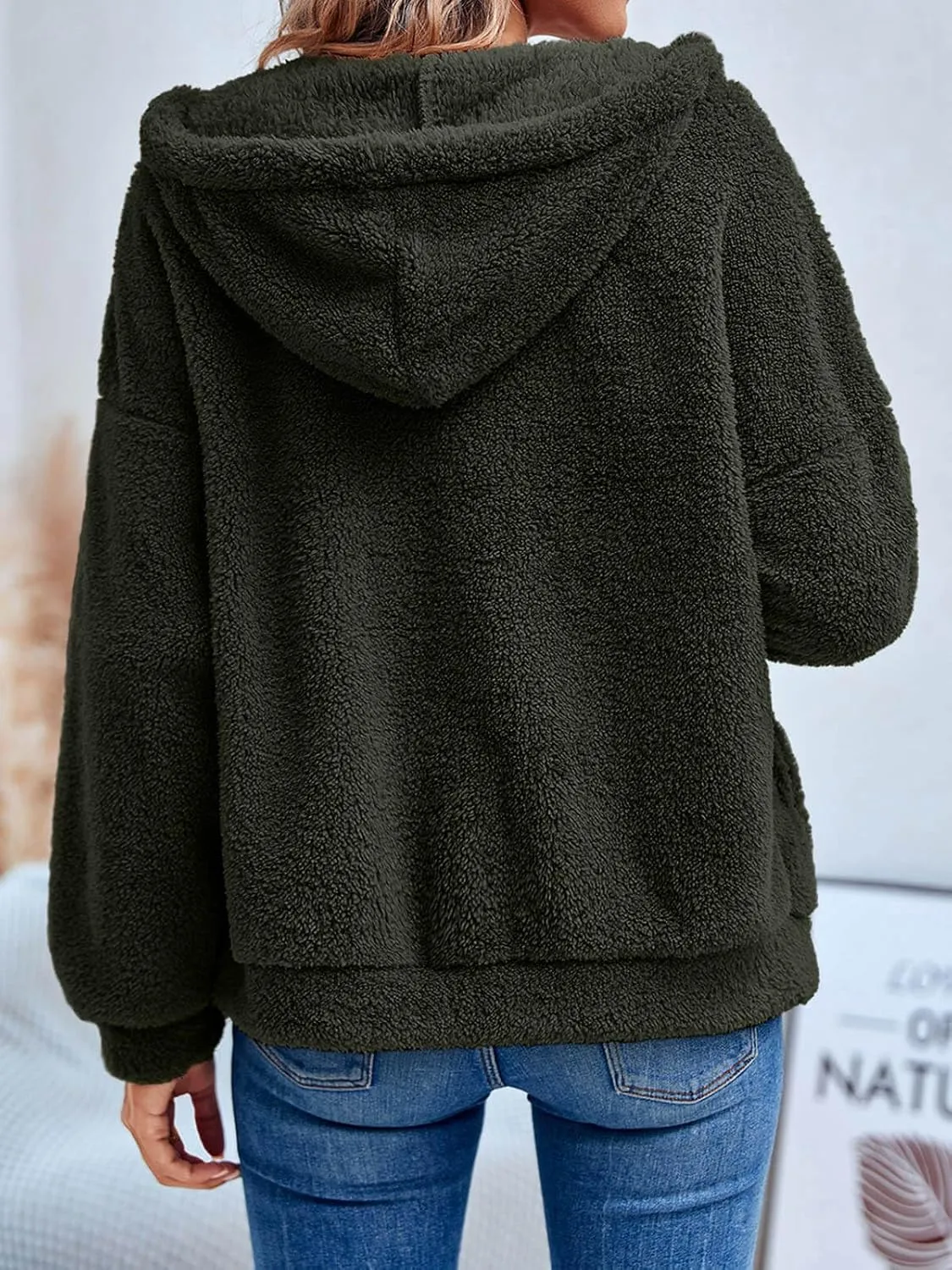 GAMISOTE Womens Fuzzy Sherpa Fleece Jacket Zip Up Oversized Winter Warm Sweatshirt Hoodies 2024