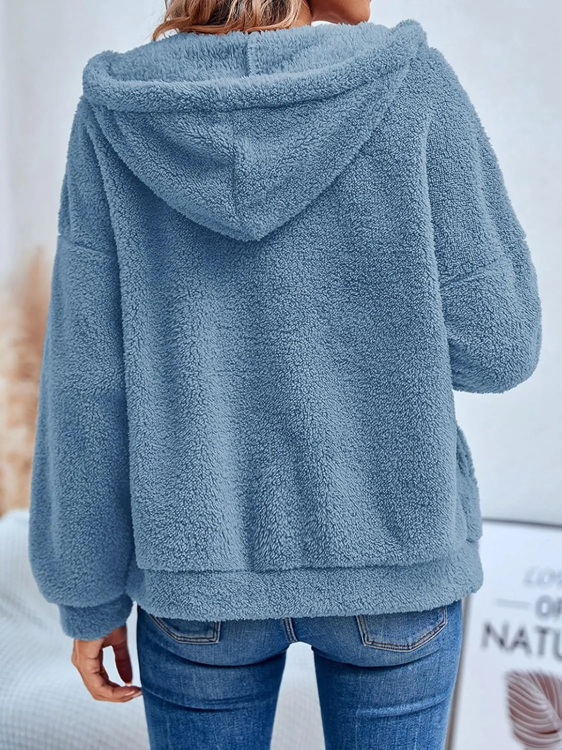 GAMISOTE Womens Fuzzy Sherpa Fleece Jacket Zip Up Oversized Winter Warm Sweatshirt Hoodies 2024